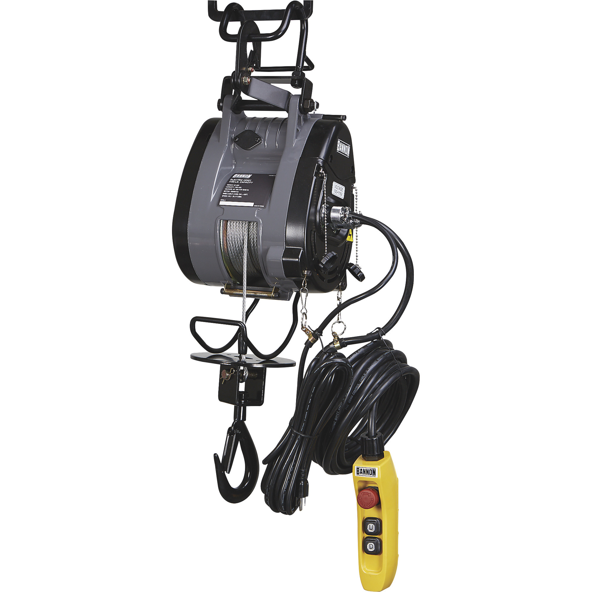 Bannon Compact Electric Cable Hoist, 1100-Lb. Capacity, 95ft. Lift, 110 Volts, 1 Phase